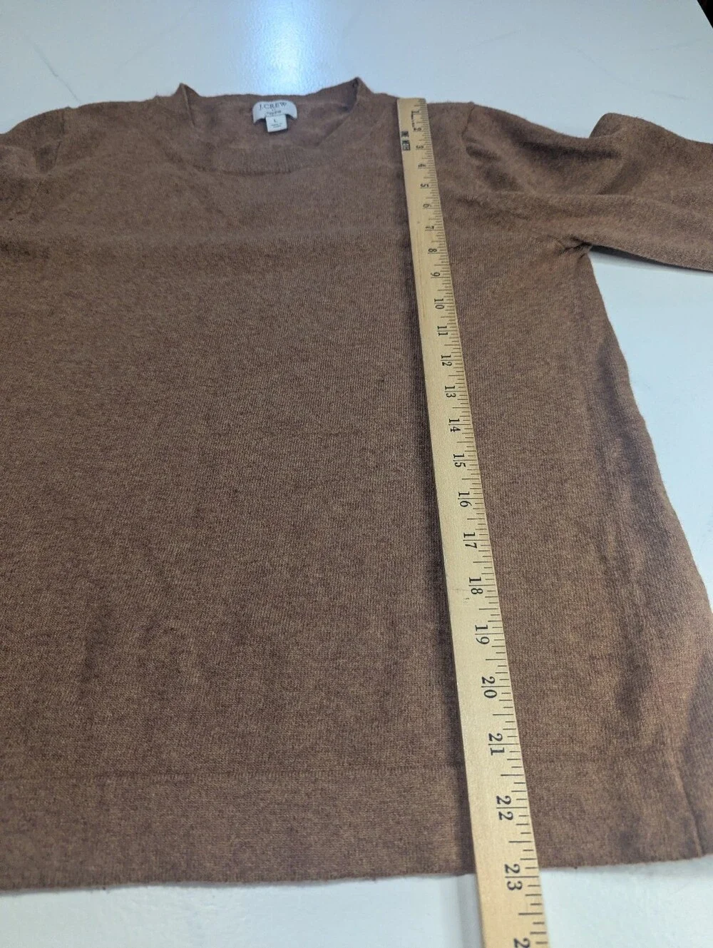 J Crew Teddie Sweater L  Brown Cotton Wool Crewneck Pullover Academia Preppy